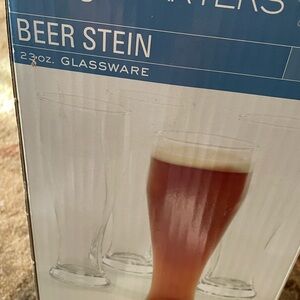 Glass Beer Stein 4 Piece Set NWOT